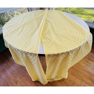 Vintage 70s shower curtains, bright yellow, diamond geometric pattern, sheer